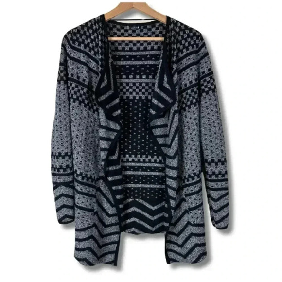 Smartwool Merino Wool Cardigan Sweater Aztec Warm Cozy Black Grey Women's Small - Picture 1 of 4